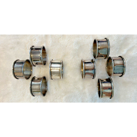 Vintage Leonard Silver Plated Napkins Rings 2 inch Rolled Edge Set of 8 1970'S - Picture 4 of 4